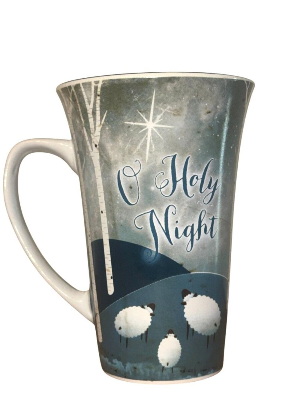 O Holy Night Ceramic Mug With Sheep & Starry Night Design
